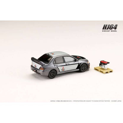 [ Back-order ] Hobby Japan HJ648054MP 1:64 MITSUBISHI LANCER EVOLUTION 9 MR GSR RALLY REPLICA with Engine Display Model 2006 Medium Purplish Gray Mica Diecast model car