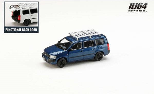 [ Back-order ] Hobby Japan HJ642062BL 1:64 Toyota PROBOX Customized ver with ROOF CARRIER Dark Blue Mica Diecast model car