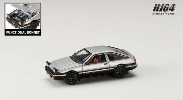 [ Back-order ] Hobby Japan HJ641052ASB 1:64 Toyota SPRINTER TRUENO GT APEX AE86 JDM Style Silver Black Diecast model car