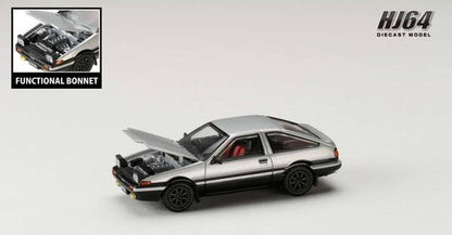 [ Back-order ] Hobby Japan HJ641052ASB 1:64 Toyota SPRINTER TRUENO GT APEX AE86 JDM Style Silver Black Diecast model car