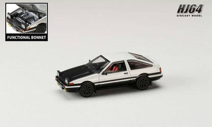 [ Back-order ] Hobby Japan HJ641052BWB 1:64 Toyota SPRINTER TRUENO GT APEX AE86 JDM Style with CARBON BONNET White Black Diecast model car