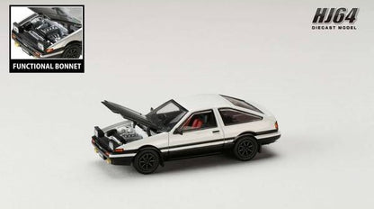 [ Back-order ] Hobby Japan HJ641052BWB 1:64 Toyota SPRINTER TRUENO GT APEX AE86 JDM Style with CARBON BONNET White Black Diecast model car