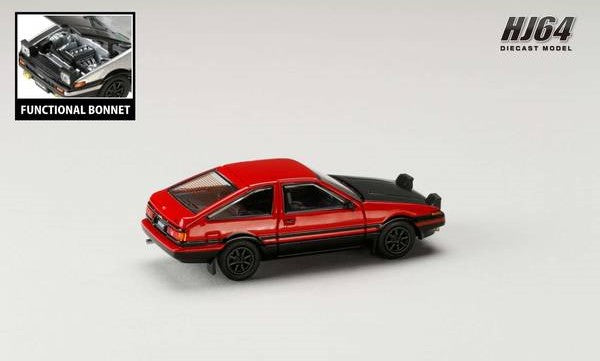 [ Back-order ] Hobby Japan HJ641052BRB 1:64 Toyota SPRINTER TRUENO GT APEX AE86 JDM Style with CARBON BONNET Red Black Diecast model car