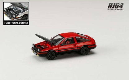 [ Back-order ] Hobby Japan HJ641052BRB 1:64 Toyota SPRINTER TRUENO GT APEX AE86 JDM Style with CARBON BONNET Red Black Diecast model car