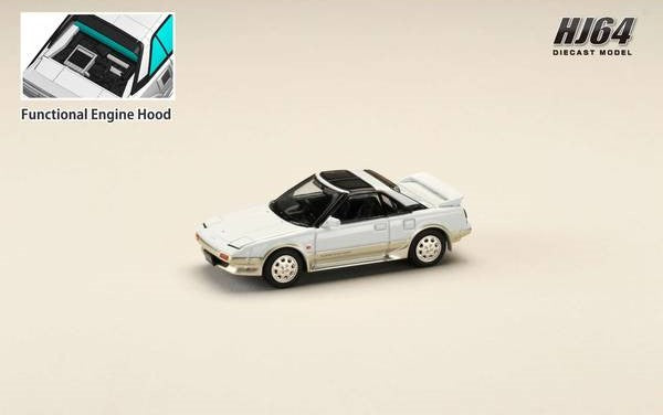 [ Back-order ] Hobby Japan HJ642056ASE 1:64 Toyota MR2 1600G-LIMITED SUPER CHARGER : SUPER EDITION 1988 T BAR ROOF White : Beige Metallic Diecast model car