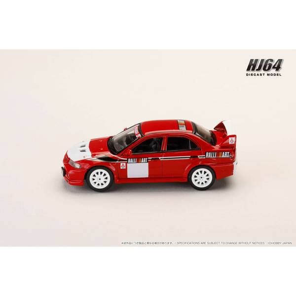 [ Back-order ] Hobby Japan HJ643033RB 1:64 MITSUBISHI LANCER RS EVOLUTION 6 CP9A 2000 RALLIART RED Diecast model car
