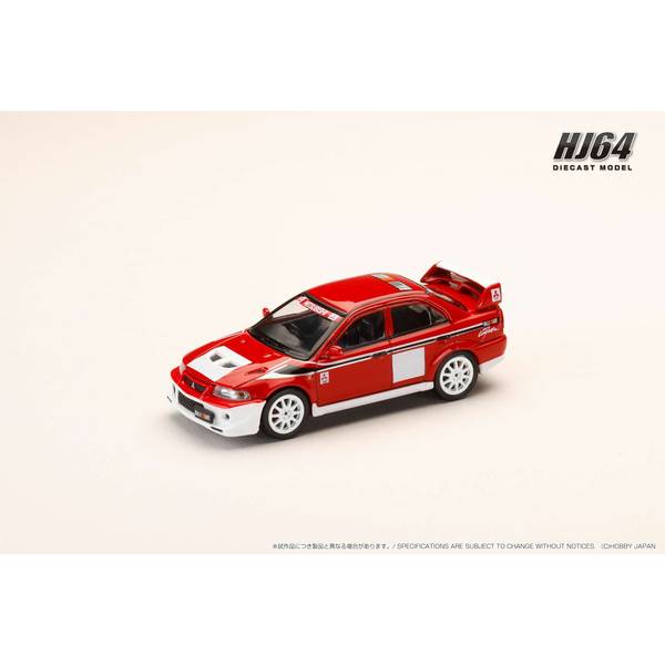 [ Back-order ] Hobby Japan HJ643033RC 1:64 MITSUBISHI LANCER RS EVOLUTION 6 CP9A 2000 RALLIART WHITE:RED Diecast model car