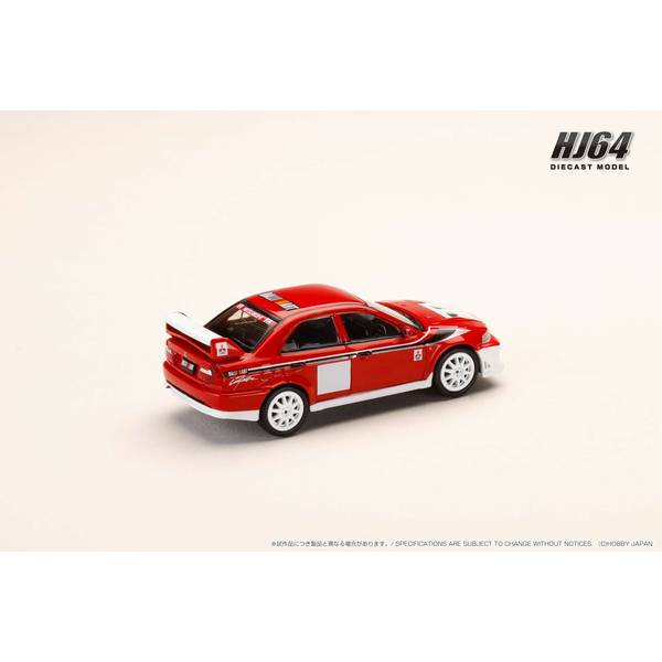 [ Back-order ] Hobby Japan HJ643033RC 1:64 MITSUBISHI LANCER RS EVOLUTION 6 CP9A 2000 RALLIART WHITE:RED Diecast model car