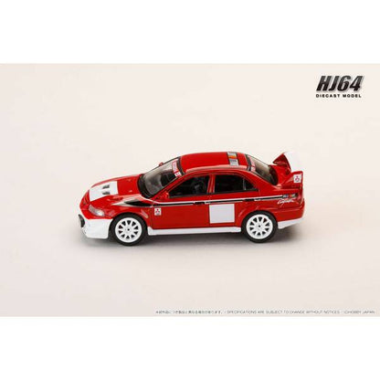[ Back-order ] Hobby Japan HJ643033RC 1:64 MITSUBISHI LANCER RS EVOLUTION 6 CP9A 2000 RALLIART WHITE:RED Diecast model car