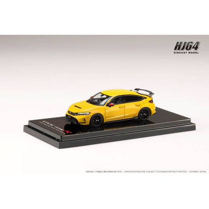 [ Back-order ] Hobby Japan HJ645063Y 1:64 Honda CIVIC TYPE R FL5 RACING BLACK Package Genuine Optional Parts YELLOW CUSTOMIZED COLOR VER. Diecast model car