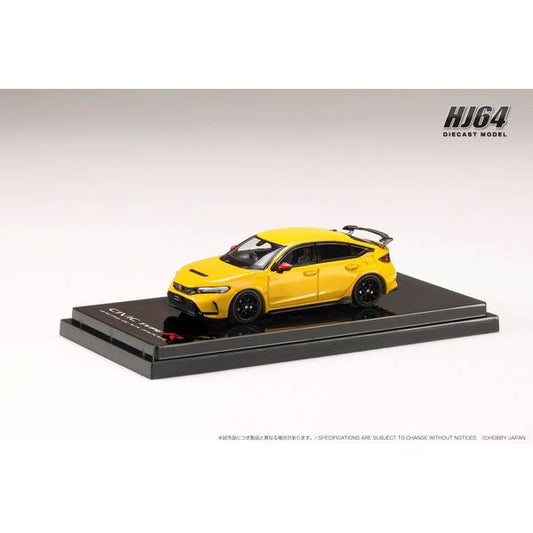 [ Back-order ] Hobby Japan HJ645063Y 1:64 Honda CIVIC TYPE R FL5 RACING BLACK Package Genuine Optional Parts YELLOW CUSTOMIZED COLOR VER. Diecast model car