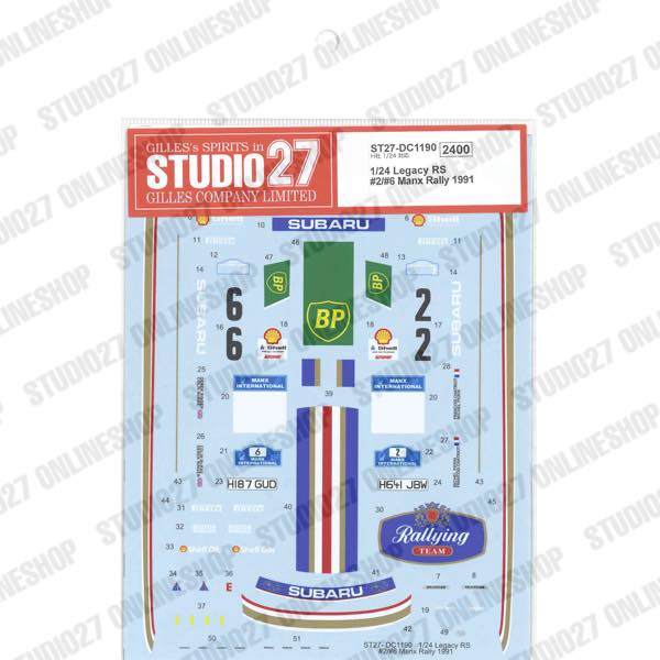 [ Back-order ] STUDIO27 DC1190 1:24 Legacy RS #2/#6 Manx Rally 1991 for Hasegawa [Original Decals]