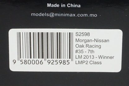 1:43 SPARK S2598 Morgan Nissan Oak Racing LM Winner 2013 LMP2 Class #35