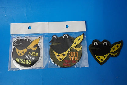Patch JASDF 301st Tactical Fighter Squadron "Phantom Rider" (Hyakuri Air Base / Frog / etc.) – Set of 3 Patches (Available with or without Velcro backing)