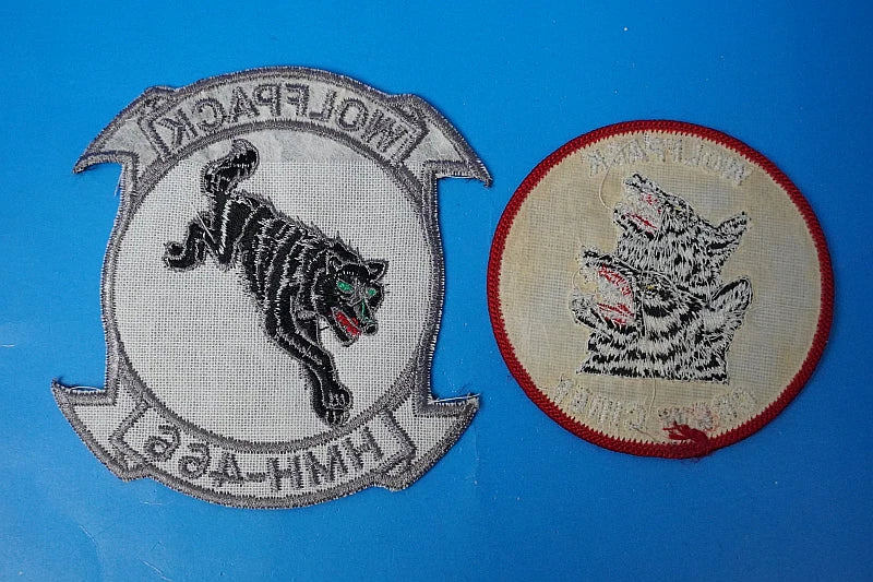 Patch USMN U.S. Marine Corps HMH-466/Marine Heavy Helicopter Squadron “Wolf Pack” 2-piece set (2 types), no Velcro