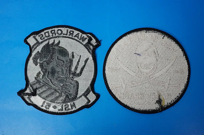 Patch US Navy HSL-51 (Light Helicopter Anti-Submarine Squadron 51) "Warlords" – Set of 2 patches (2 types) – No Velcro backing