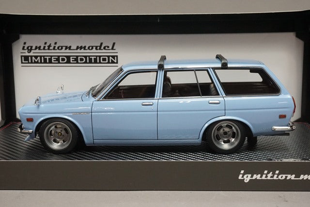 1:18 ignition model IG2223 Nissan Datsun Bluebird (510) Wagon Light Blue Surfboard included