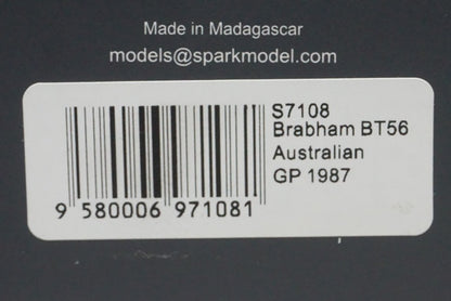 1:43 SPARK S7108 Brabham BT56 Australian GP S.Modena 1987 #7