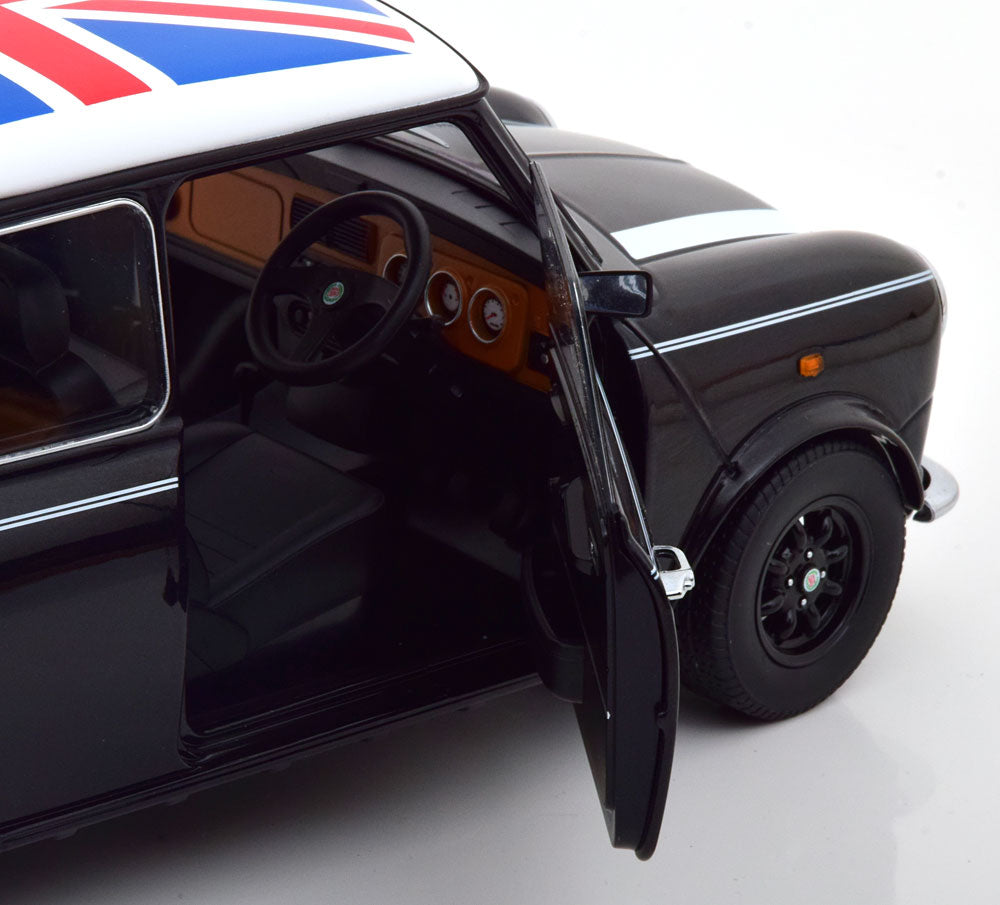 KKDC120052R KK scale 1:12 Mini Cooper 1990 Black / White Union Jack RHD model car