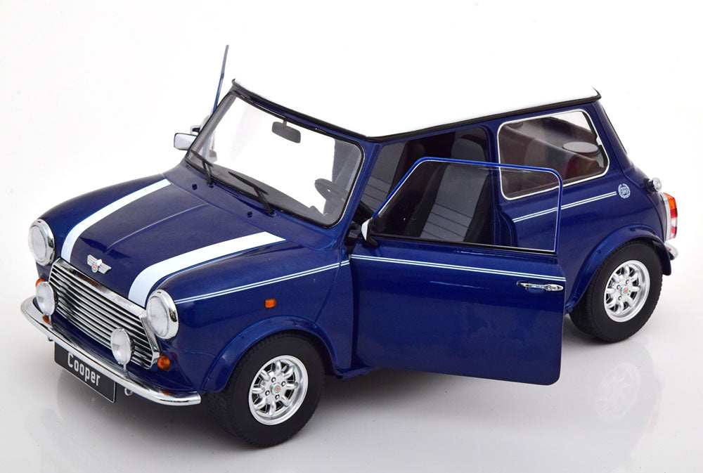 KKDC120053L KK scale 1:12 MINI COOPER 1990 Blue Metallic/White LHD