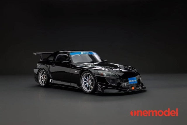 [ Pre-order ] 23A03-01A onemodel 1:18 Honda S2000 Spoon Street Cavon Bonnet Version Black with Titanium Silver Wheels