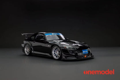 [ Pre-order ] 23A03-01A onemodel 1:18 Honda S2000 Spoon Street Cavon Bonnet Version Black with Titanium Silver Wheels