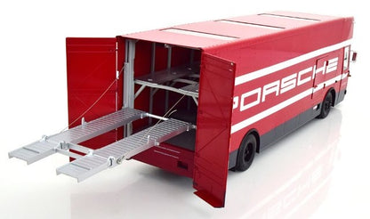 CMR149 CMR 1:18 Mercedes O317 Porsche Racetransporter Red/White