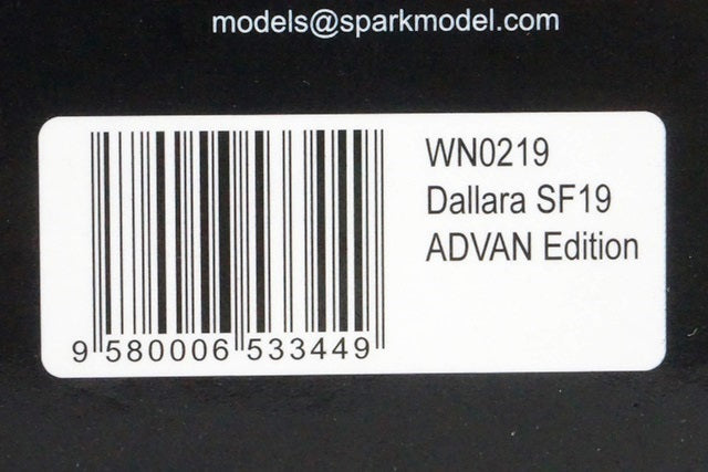 1:43 SPARK WN0219 Dallara SF19 ADVAN Edition #25