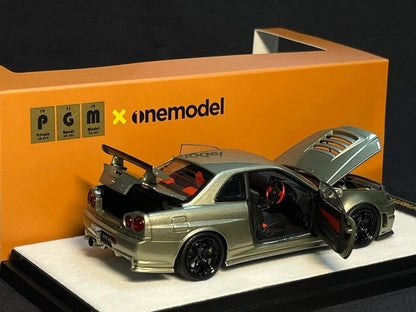 PGM-430103-1 PGM & onemodel 1:43 Nissan Skyline GT-R R34 Z-Tune fully opened and closed model Jade Green standard base