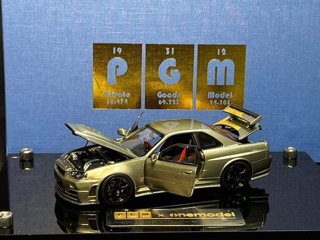 PGM-430103-2 PGM & onemodel 1:43 Nissan Skyline GT-R R34 Z-Tune fully opened and closed model Jade Green luxury version