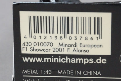 1:43 MINICHAMPS 430010070 Minardi European F1 Show Car 2001 F.Alonso #21