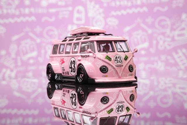 TPC 1:64 Volkswagen VW T1 Kombi Wide Body Modified Hoonigan Pink #43