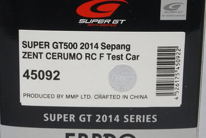 1:43 EBBRO 45092 ZENT CERUMO RC F Super GT500 Span Test Car 2014 #1