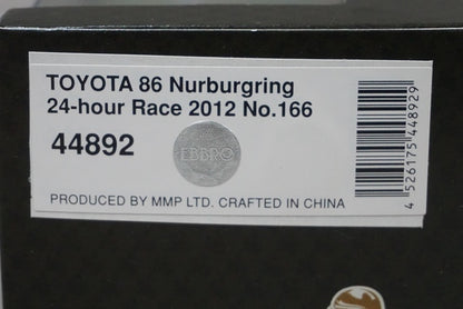 1:43 EBBRO 44892 Toyota 86 24h Nurburgring 2012 #166