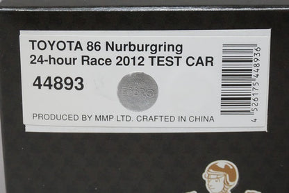 1:43 EBBRO 44893 Toyota 86 Nurburgring 24h Race 2012 Test Car