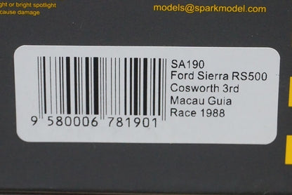 1:43 SPARK SA190 Ford Sierra RS500 Cosworth 3rd Macau Gear Race 1988 #18