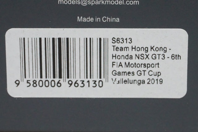 1:43 SPARK S6313 Honda NSX GT3 FIA Motorsport Games GT Cup Vallelunga 2019 Team Hong Kong #22