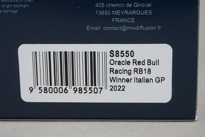 1:43 SPARK S8550 Oracle Red Bull Racing RB18 Italian GP Winner 2022 #1