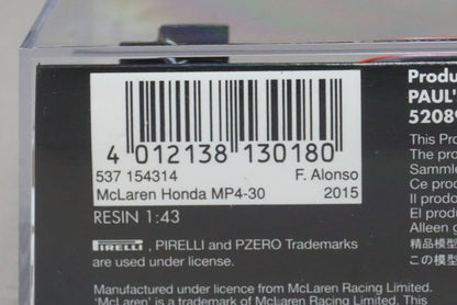 1:43 MINICHAMPS 537154314 Honda McLaren MP4-30 2015 #14