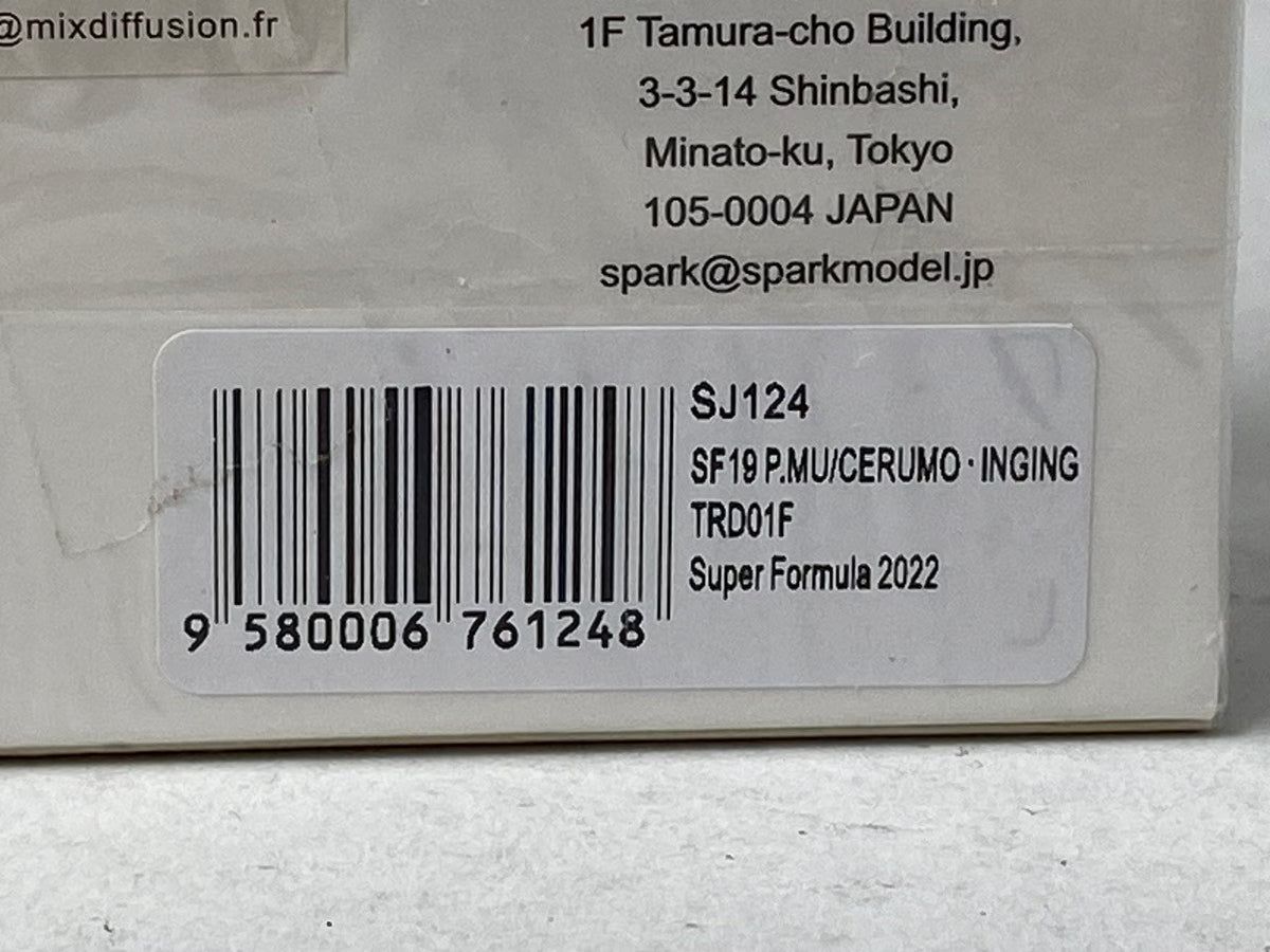 1:43 SPARK SJ124 P.MU/Selmo Inging SF19 TRD 01F Super Formula 2022 #38 Sho Tsuboi