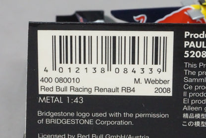 1:43 MINICHAMPS 400080010 Red Bull Racing Renault RB4 2008 #10