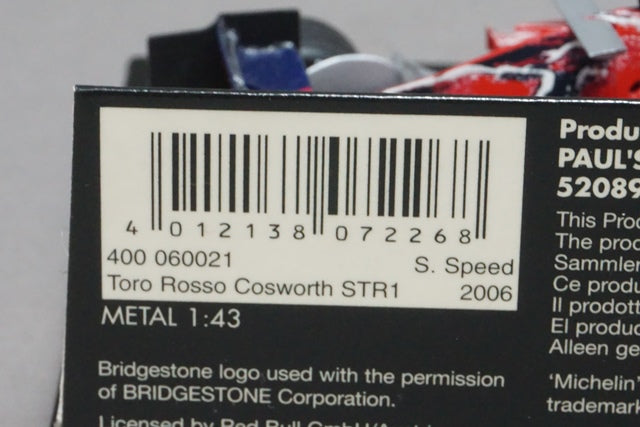 1:43 MINICHAMPS 400060021 Toro Rosso COSWORTH STR1 2006 #21 S.Speed