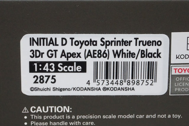 1:43 ignition model IG2875 Toyota Initial D Sprinter Trueno 3Dr GT Apex (AE86) White/Black