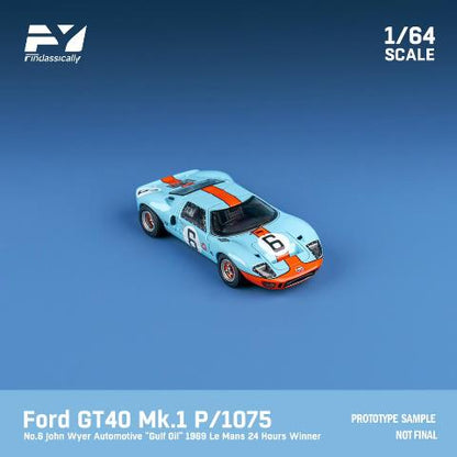 FY64020 Finclassically 1:64 Ford GT40 Mk1 P/1075 1969 Le Mans Winner #6 Gulf