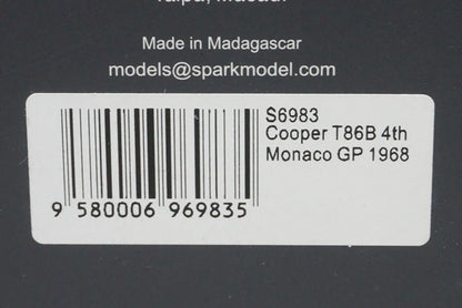 1:43 SPARK S6983 Cooper T86B Monaco GP 1968 #6 Ludovico Scarfiotti