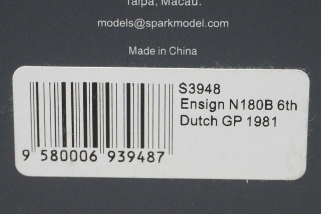 1:43 SPARK S3948 Ensign N180B Dutch GP 1981 #14