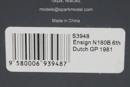 1:43 SPARK S3948 Ensign N180B Dutch GP 1981 #14