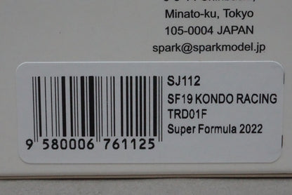 1:43 SPARK SJ112 SF19 KONDO Racing TRD01F Super Formula 2022 #3 Kenta Yamashita