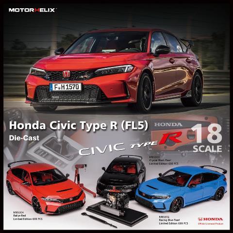 M85303 MOTORHELIX 1:18 Honda Civic Type R Crystal Black Pearl model car