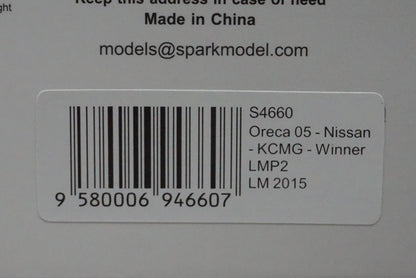 1:43 SPARK S4660 Oreca 05 Nissan KCMG LMP2 LM Winner 2015 #47